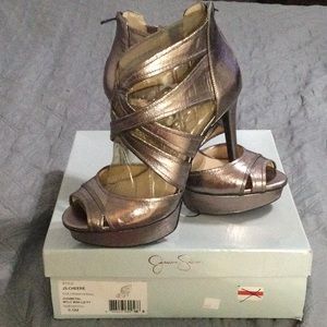 Jessica Simpson metallic platforms.